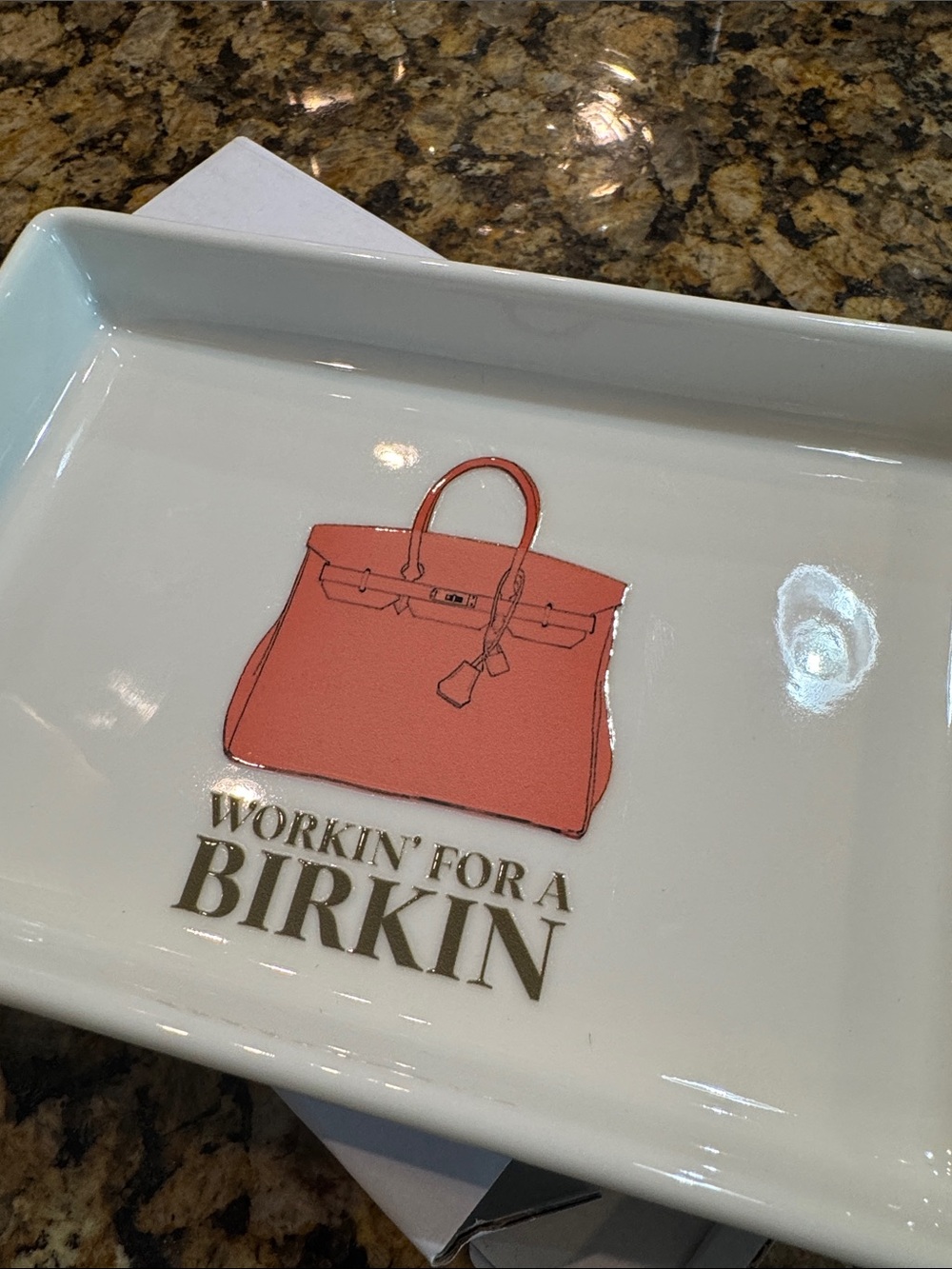 Birkin Ceramic Tray “Workin’” for Entry Table All Season Fashionista